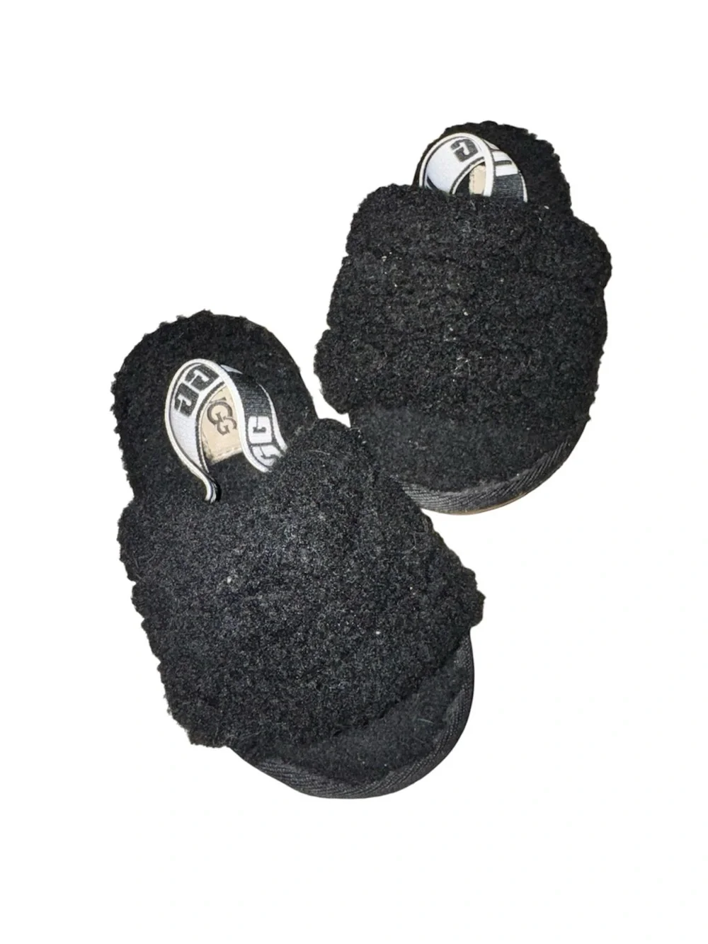 UGG Kids Black Fuzzy Slingback Clog Slippers